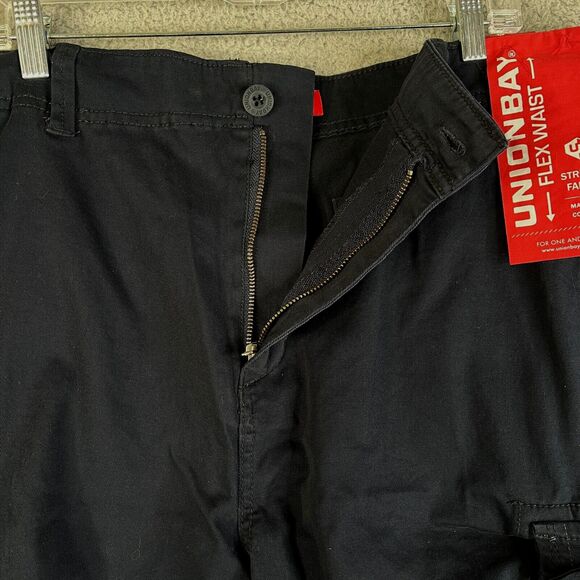 UnionBay Cargo Short Men 42 Navy Blue Denim Flexwaist Stretch 11" Inseam Utility - Picture 3 of 16